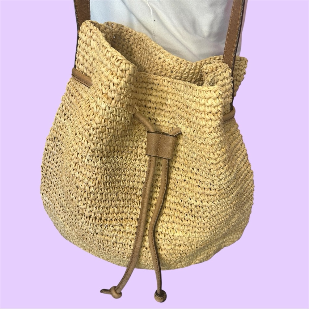 Faherty Raffia Drawstring Shoulder Bag - image 3